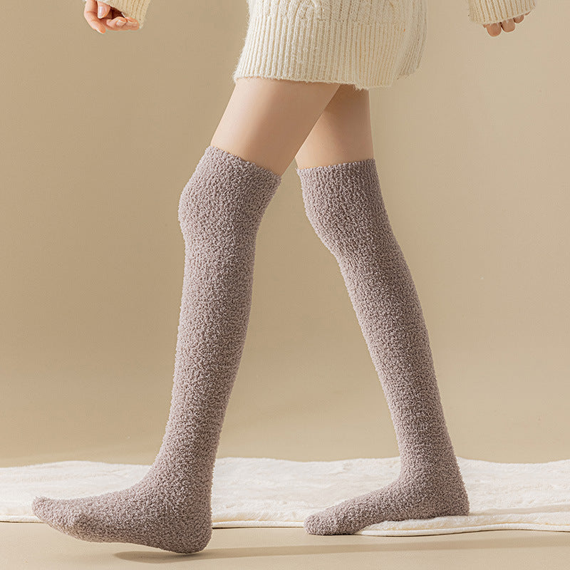 Coral Fleece Long Winter Fleece-lined Thickened Room Socks