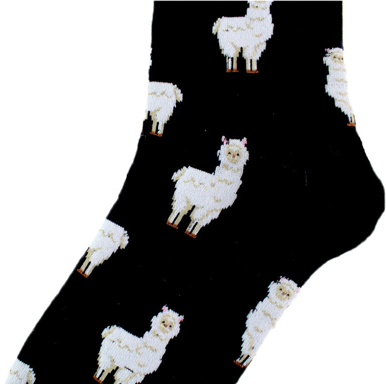 Ladies Cartoon Animal Cotton Mid-calf Length Socks