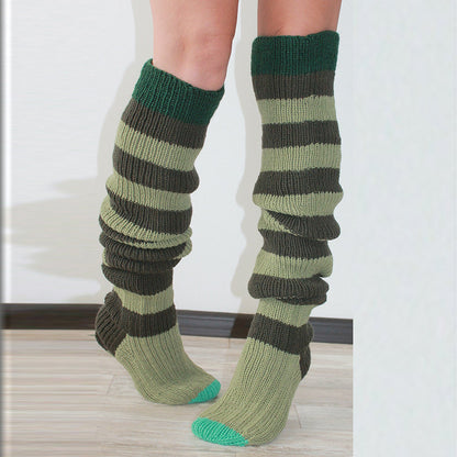 Women's Striped Over-the-knee Knitted Pile Socks