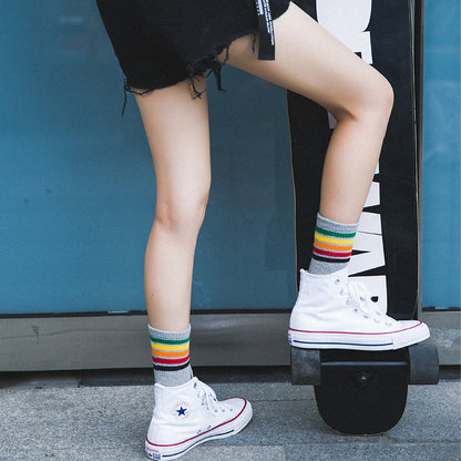 Socks boots socks gradient color stripes