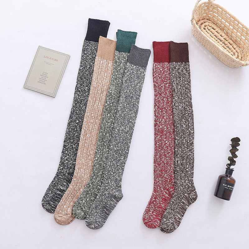 Long High Tube Knee Length Cotton Socks Keep Women Warm And Slim