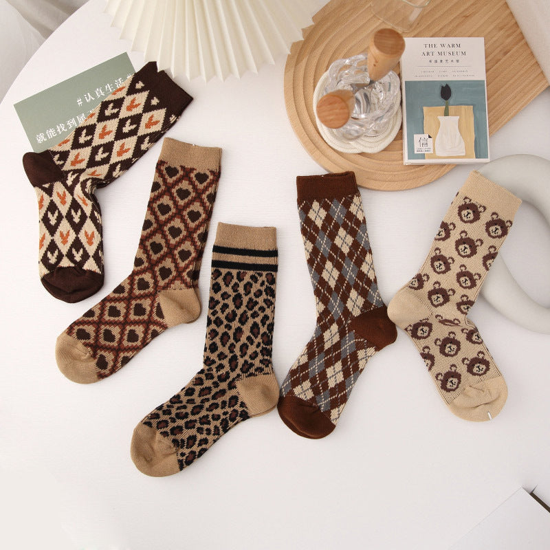 Double Needle Two-way Socks Classic Japanese Style Women's Socks Bunching Socks