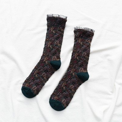 Handmade lace cotton socks