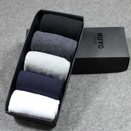 Men's Socks Gift Box Of Medium Thickness Autumn And Winter Men's Medium Tube Casual Socks Simple Five Pairs Of Gift Box Diamond Plaid Socks