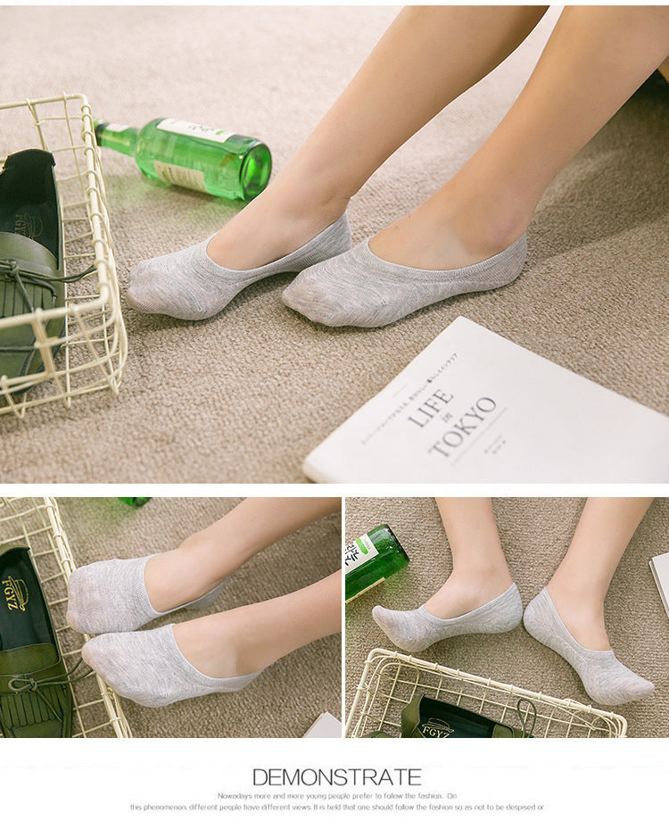 Women's Solid Color Socks Low Cut Shallow Mouth Leisure Boat Socks