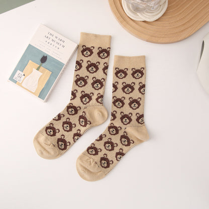 Double Needle Two-way Socks Classic Japanese Style Women's Socks Bunching Socks