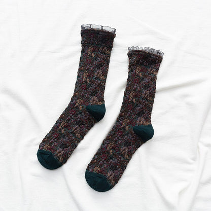 Handmade lace cotton socks