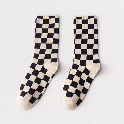 Cotton Breathable Personality Checkerboard Socks