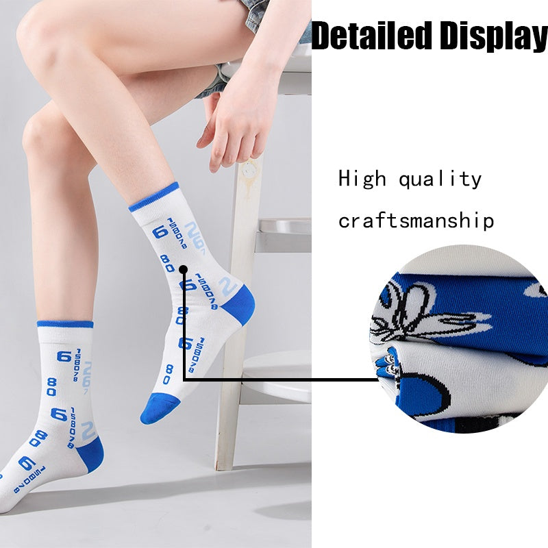 4 Pairs Women's Colorful Novelty Funny Pattern Combed Crew Socks Hiking Running Athletic Cushioned Compression Socks Anti-odor And Breathable For Fitness Cycling