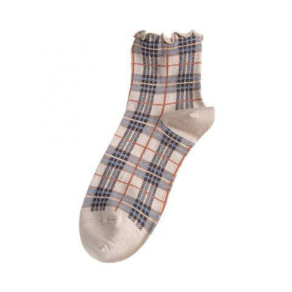 Lace socks women's tube check socks