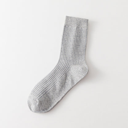 Strip Mid-calf Length Men's Socks All-match Solid Color Vertical Bar