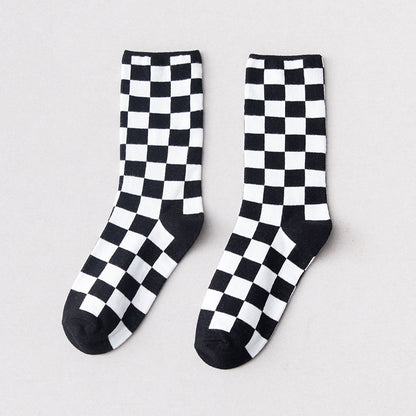 Cotton Breathable Personality Checkerboard Socks