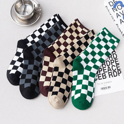 Cotton Breathable Personality Checkerboard Socks