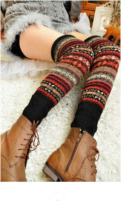 Warm thick cotton socks color knee pads boots socks