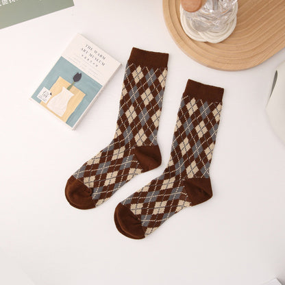 Double Needle Two-way Socks Classic Japanese Style Women's Socks Bunching Socks