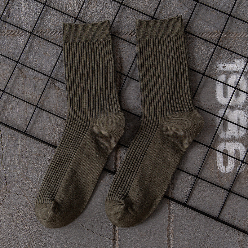 Men's Cotton Socks Men's Solid Color Sport Mid-calf Length Sock