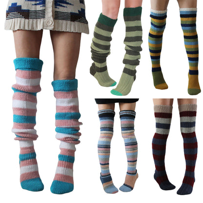 Women's Striped Over-the-knee Knitted Pile Socks