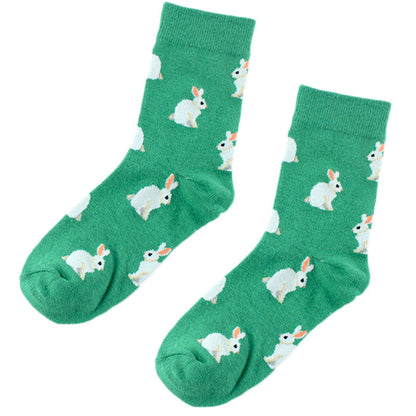 Ladies Cartoon Animal Cotton Mid-calf Length Socks