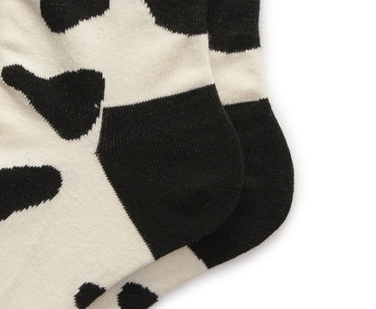 Leopard Dalmatian Black White Cotton Crew Socks