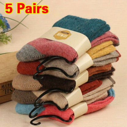 Womens Thick Socks Wool Thermal Warm Knitting Nordic Ladies Socks Winter