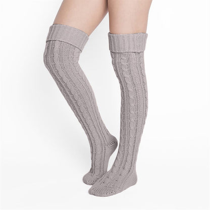 Fashionable Temperament Hot Sale Solid Color Knitted Over-knee Pile Socks