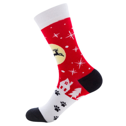 Men's Socks Santa Claus Moose Men's Mid-tube Socks Tide Cotton Socks