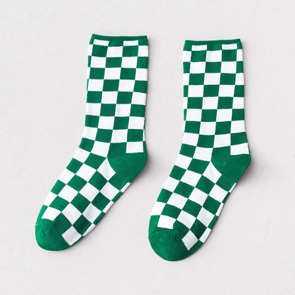 Cotton Breathable Personality Checkerboard Socks