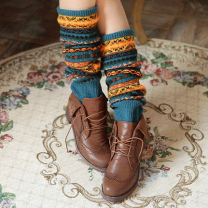 Warm thick cotton socks color knee pads boots socks