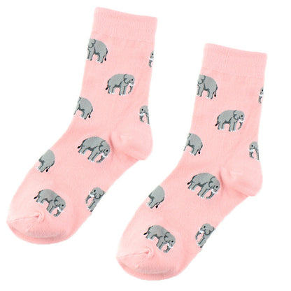 Ladies Cartoon Animal Cotton Mid-calf Length Socks