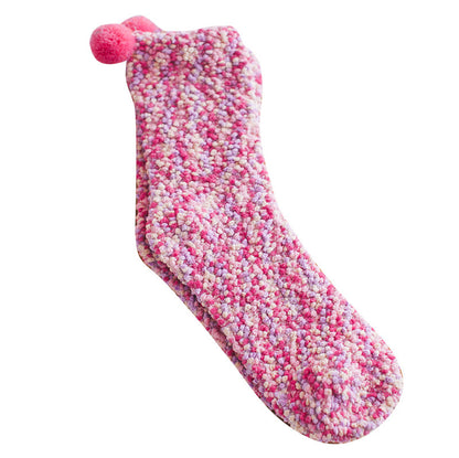 Thickened Fleece-lined Confinement Coral Fleece Sleeping Wear Warm Terry Sleeping Socks