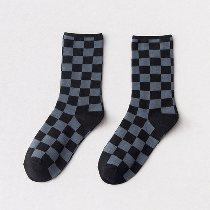 Cotton Breathable Personality Checkerboard Socks