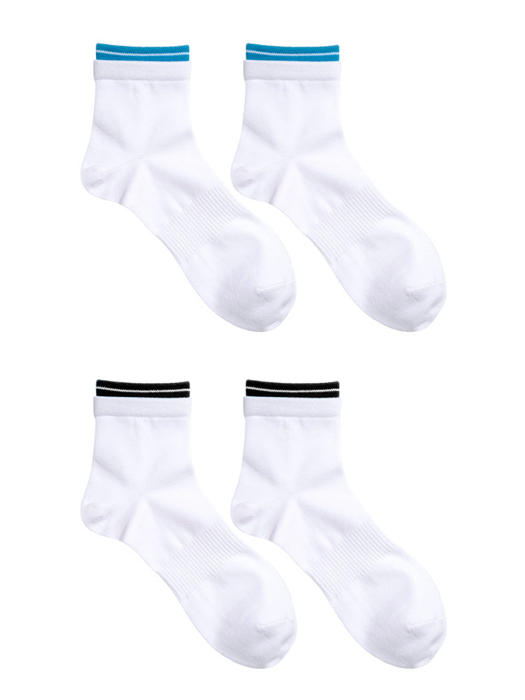 Low Socks Double Blue Striped White Socks Luokou Flat Cotton Socks