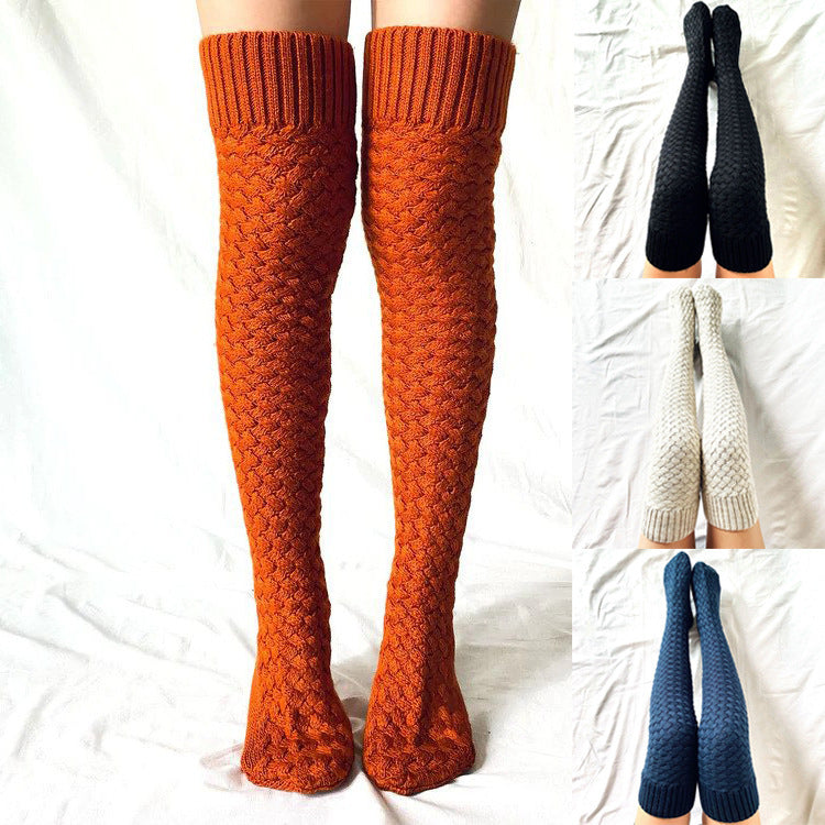 Twist Knitted Over-the-knee Step Indoor Home Socks