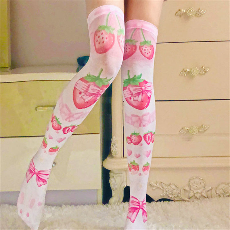 Women's Fashion Simple Print Knee-high Socks