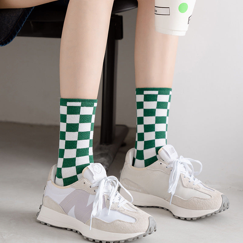 Cotton Breathable Personality Checkerboard Socks