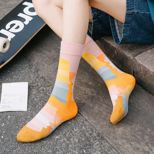 Graffiti Portrait Mid-calf Socks Color Creative