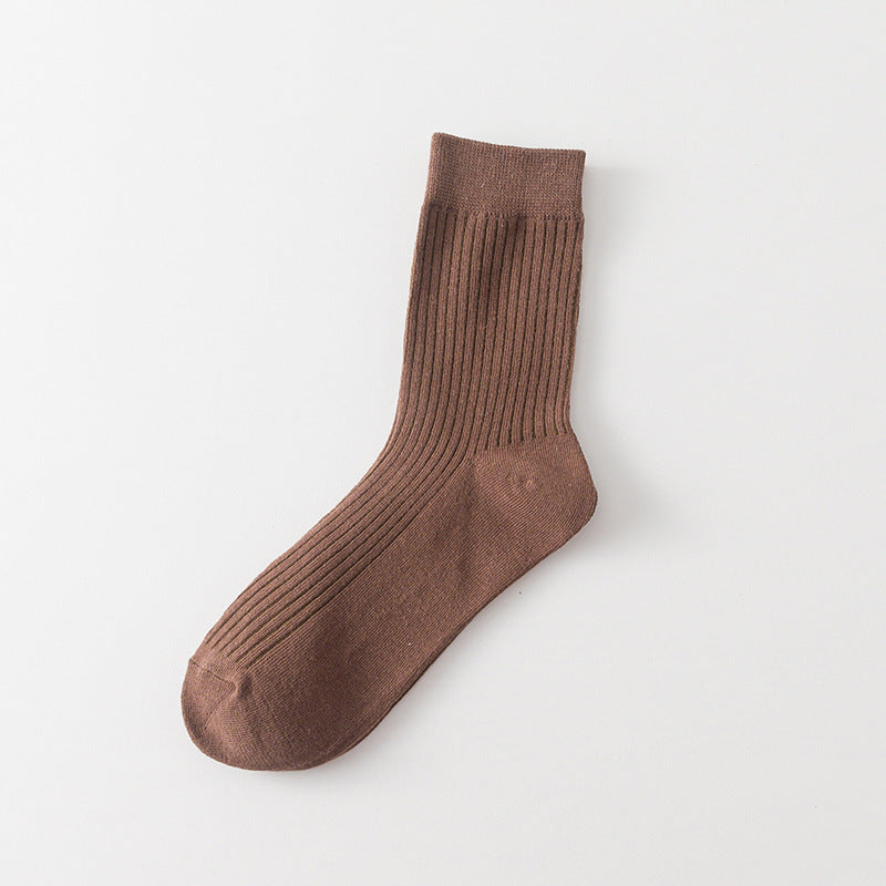 Strip Mid-calf Length Men's Socks All-match Solid Color Vertical Bar