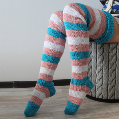 Women's Striped Over-the-knee Knitted Pile Socks