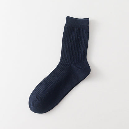 Strip Mid-calf Length Men's Socks All-match Solid Color Vertical Bar