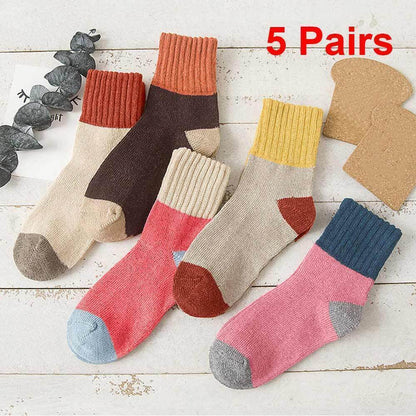 Womens Thick Socks Wool Thermal Warm Knitting Nordic Ladies Socks Winter