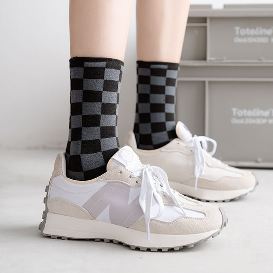 Cotton Breathable Personality Checkerboard Socks