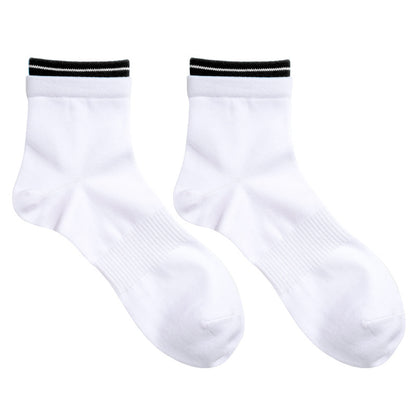 Low Socks Double Blue Striped White Socks Luokou Flat Cotton Socks