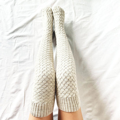 Twist Knitted Over-the-knee Step Indoor Home Socks