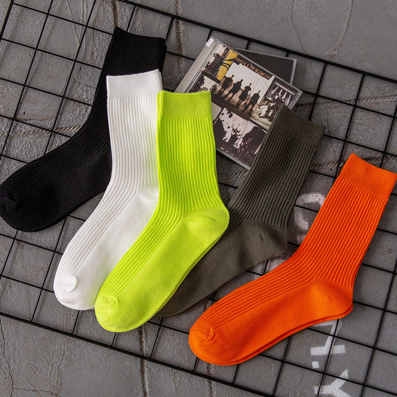 Men's Cotton Socks Men's Solid Color Sport Mid-calf Length Sock