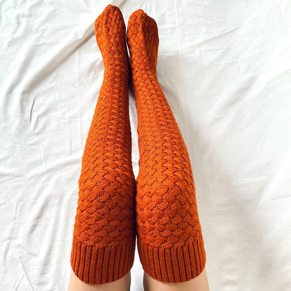 Twist Knitted Over-the-knee Step Indoor Home Socks