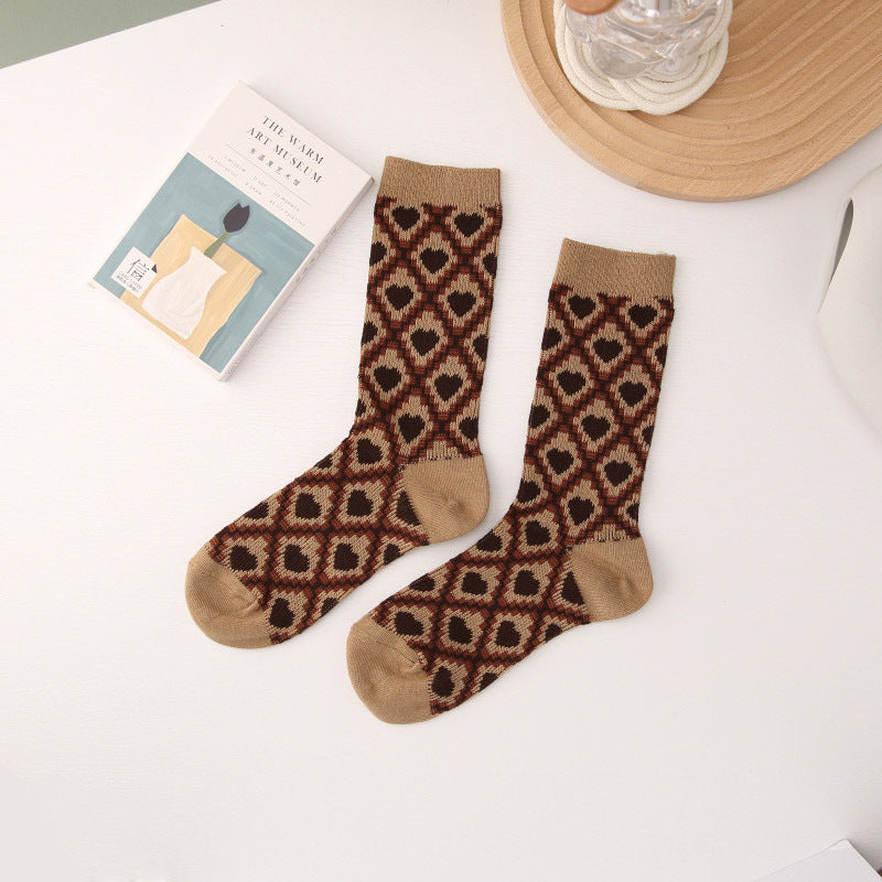 Double Needle Two-way Socks Classic Japanese Style Women's Socks Bunching Socks