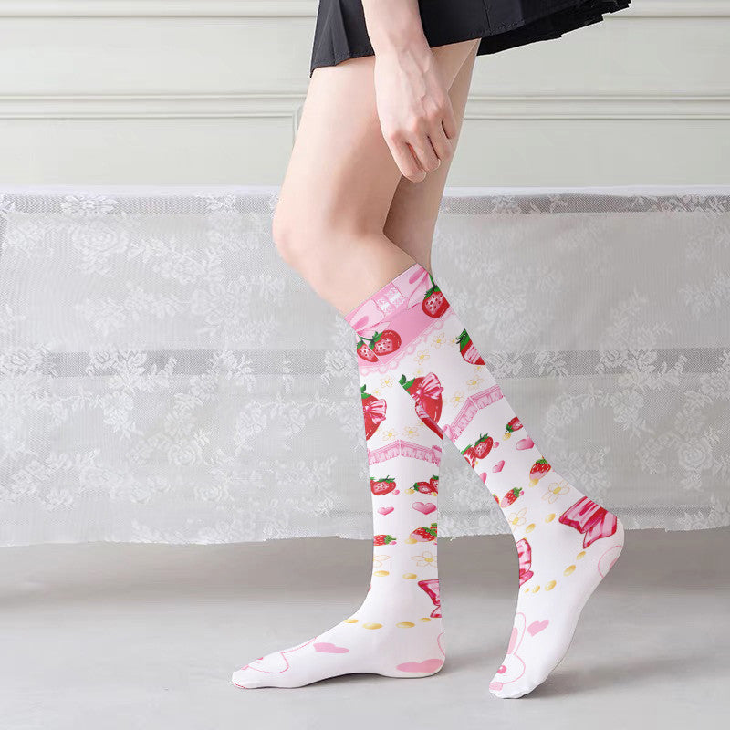 Women's Fashion Simple Print Knee-high Socks