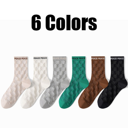 6 Pairs Womens Crew Socks Casual Knit Comfy Seamless Comfort Breathable Cool Dress Socks For Outdoor Sports Running Fitness Cycling