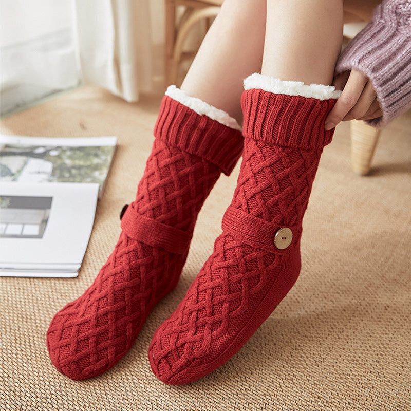 Christmas Socks Lambswool Floor Snow Socks Fleece-lined Home