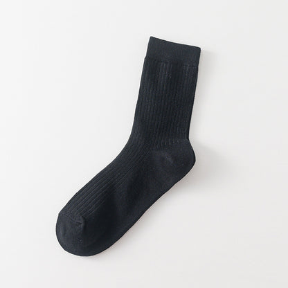 Strip Mid-calf Length Men's Socks All-match Solid Color Vertical Bar